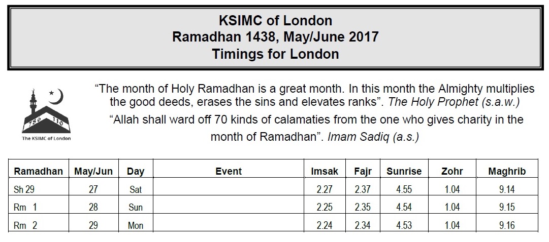 timetable ramadhan